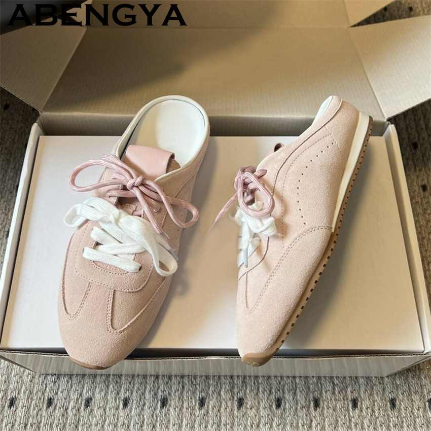 Women Shoes Running - 여성용 레이스 업 캐주얼 플랫 슬리퍼