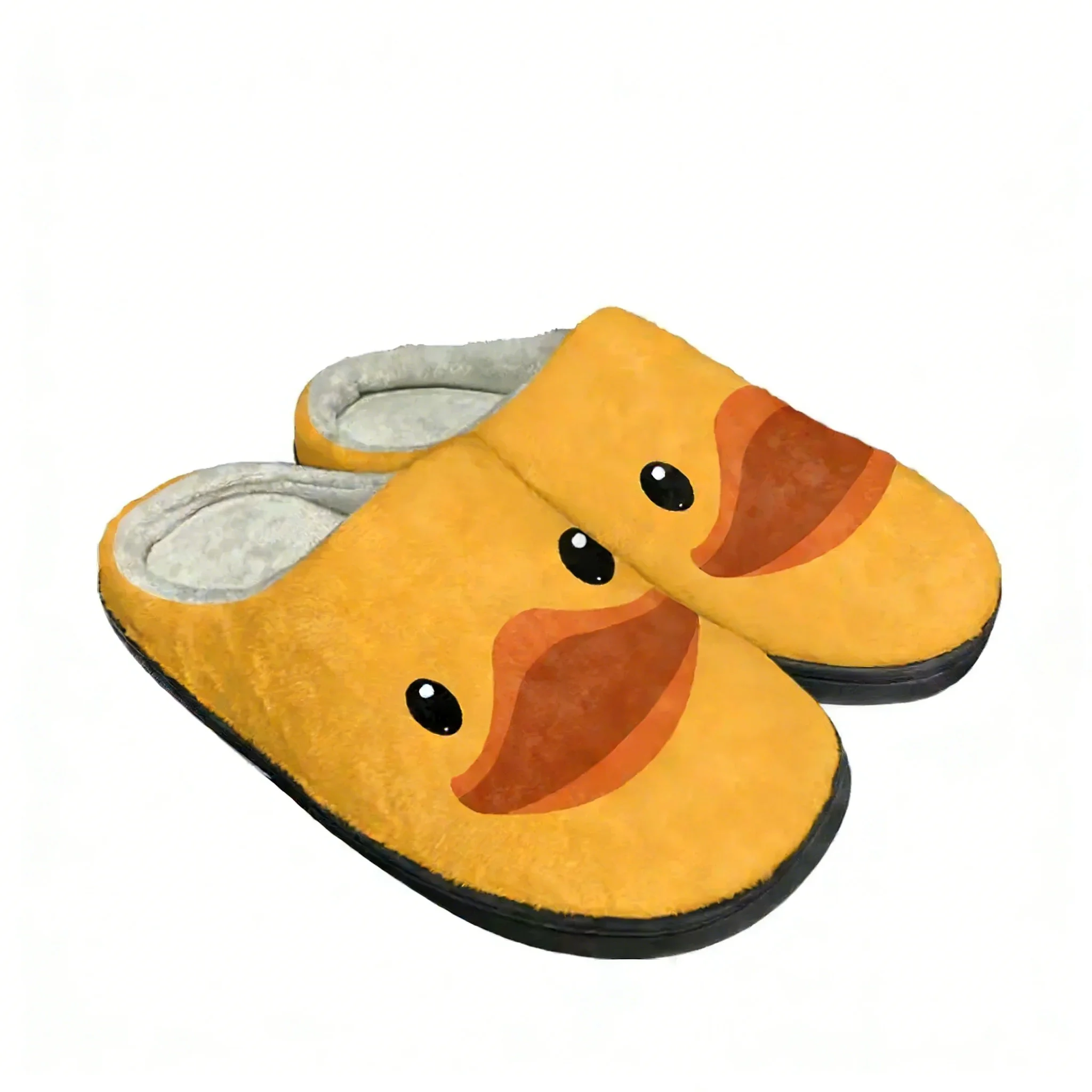 Women'S Shoes Yellow - 노란색 오리 프린트 홈 코튼 슬리퍼