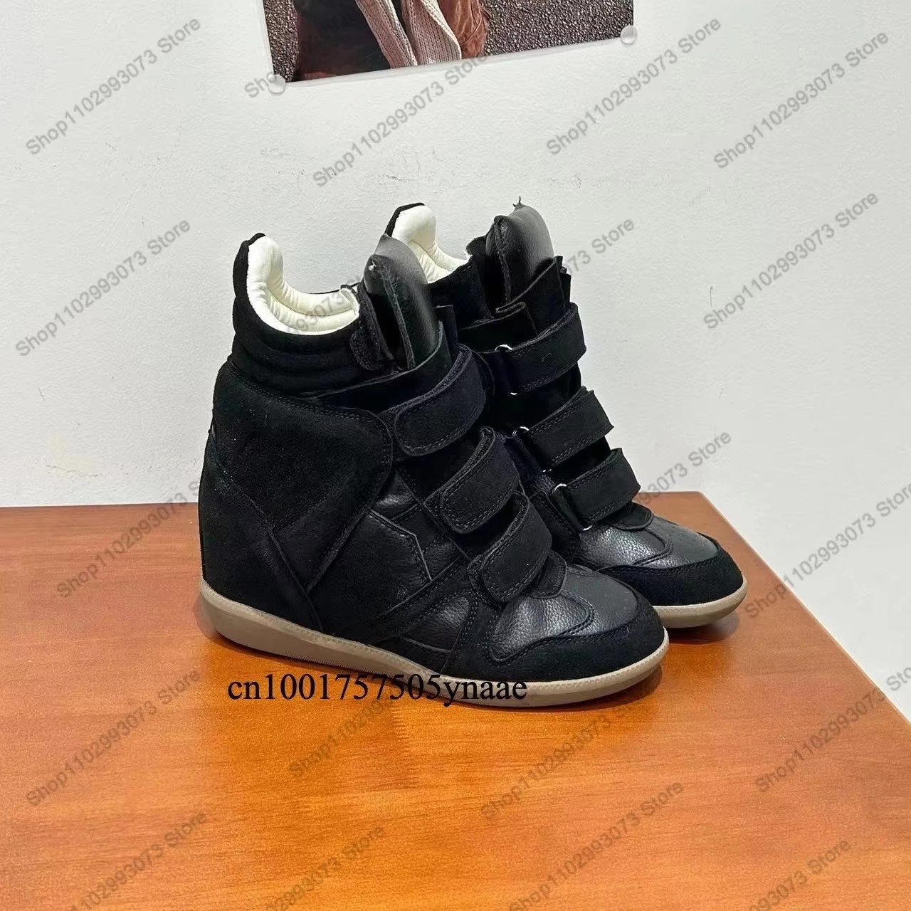 Women'S Shoes Casual Sneakers - 여성용 히든 웨지힐 하이탑 스니커즈 스웨이드
