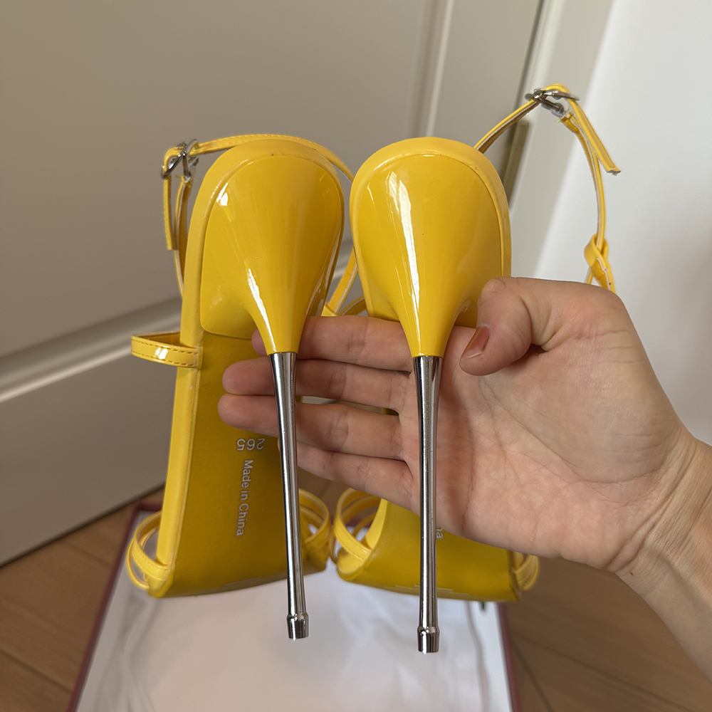 패션 16cm 극단적인 하이힐 섹시한 노란색 에나멜 가 - Women'S Shoes Yellow 리뷰 및 가격