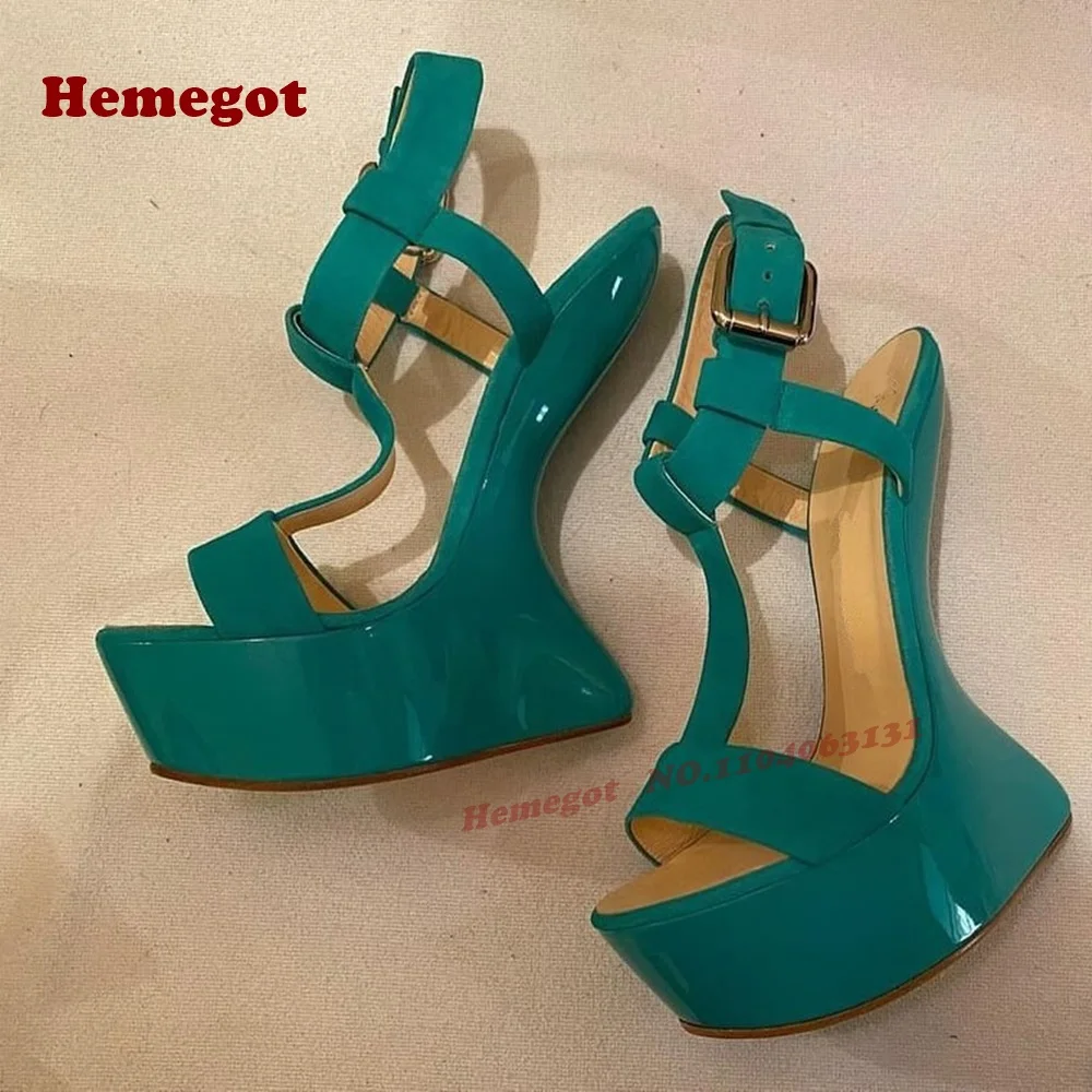 옐로우 스트레인지 스타일 T-스트랩 샌들 오픈토 플랫폼 - Women'S Shoes Yellow 리뷰 및 가격