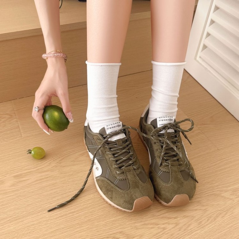 레트로 컬러 블록 스니커즈 여성용 부드러운 플랫 런닝화 - Women Shoes Running 리뷰 및 가격