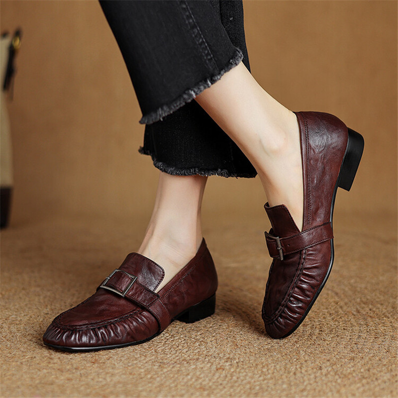 여성용 정품 가죽 펌프스, 여성용 주름진 라운드 토 슈 - Women'S Shoes Popular 리뷰 및 가격