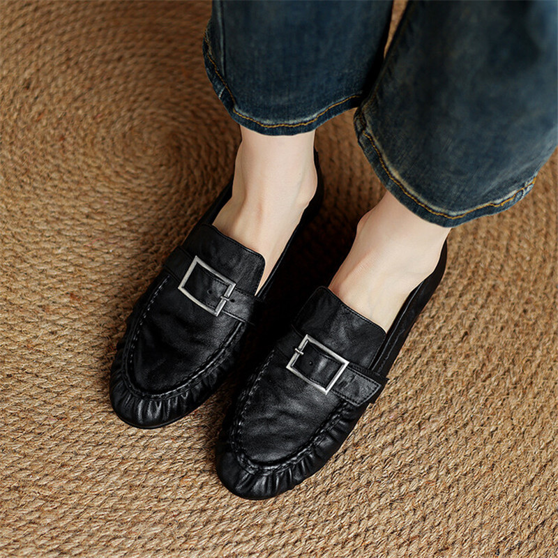 여성용 정품 가죽 펌프스, 여성용 주름진 라운드 토 슈 - Women'S Shoes Popular 리뷰 및 가격
