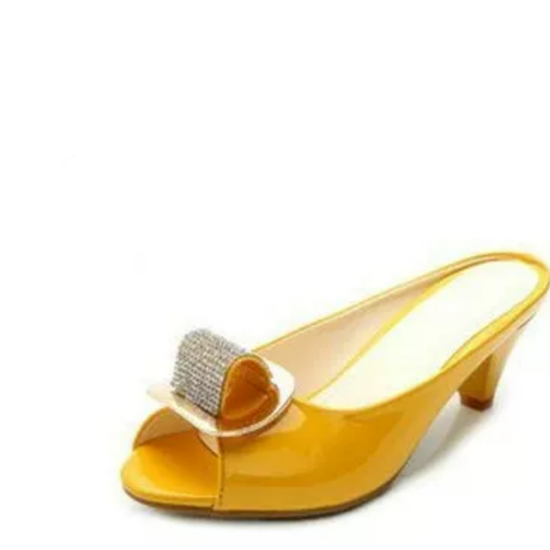 레이디 썸머 뮬 슈즈 피프탑 풀온 슬리퍼 스파이크 하이 - Women'S Shoes Yellow 리뷰 및 가격