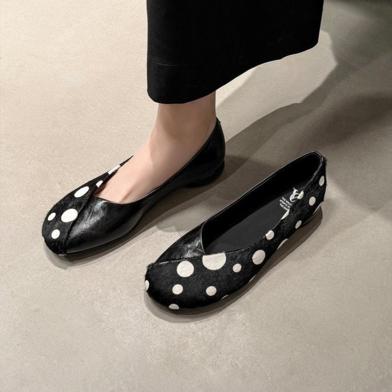 여성용 정품 가죽 스윗 스타일 옐로우 폴카 도트 얕은  - Women'S Shoes Yellow 리뷰 및 가격