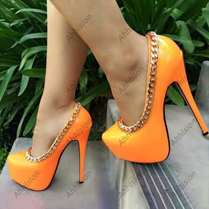 Ahhlsion 수제 여성용 봄 펌프스섹시한 체인 스틸 - Women'S Shoes Yellow 리뷰 및 가격