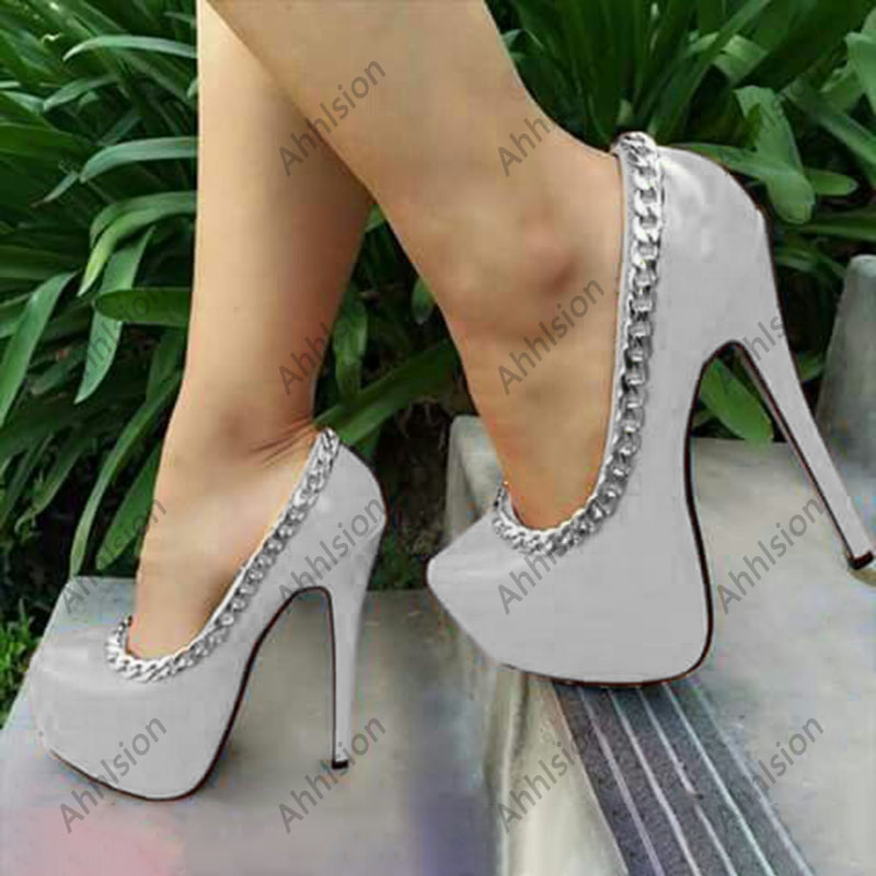 Ahhlsion 수제 여성용 봄 펌프스섹시한 체인 스틸 - Women'S Shoes Yellow 리뷰 및 가격