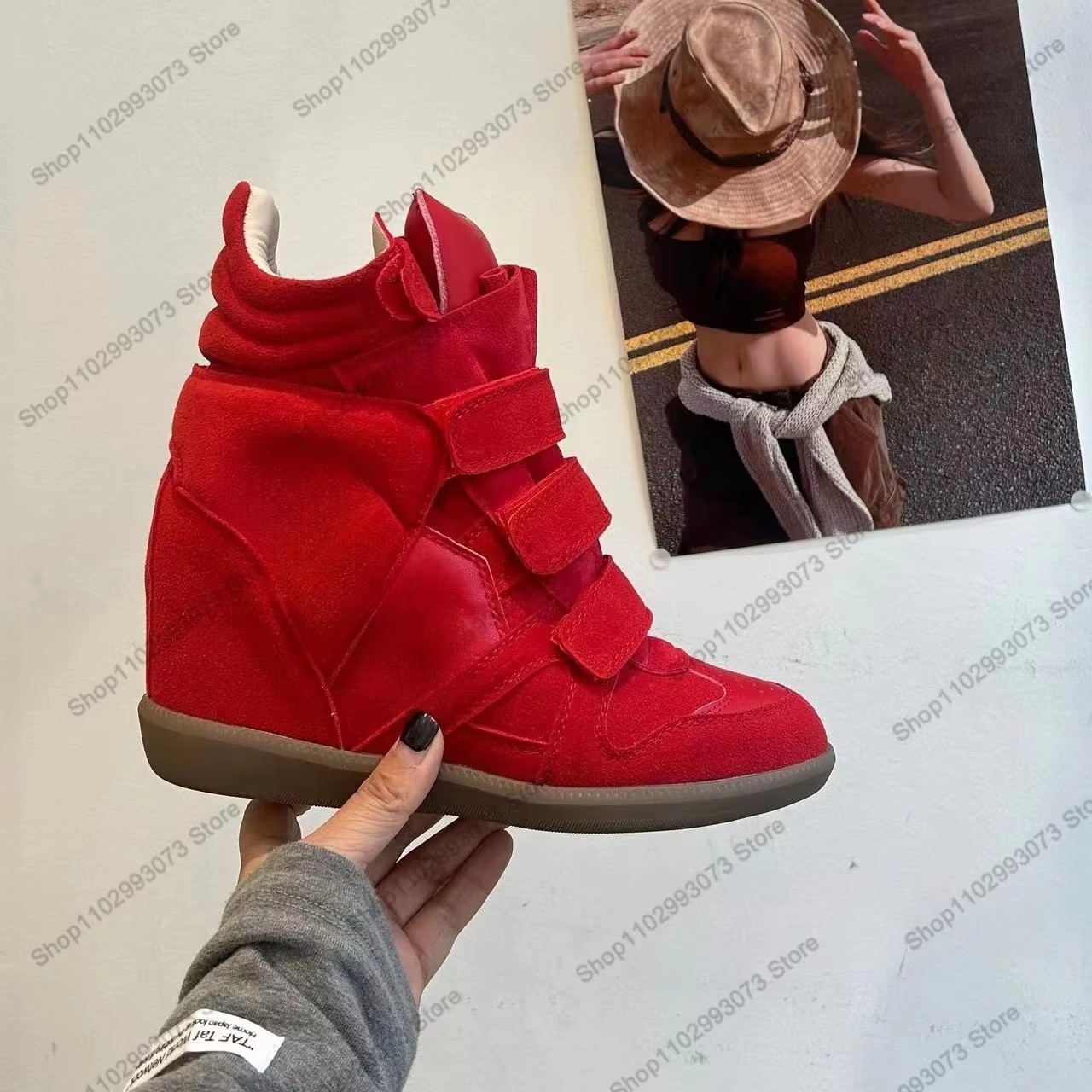 여성용 히든 웨지힐 하이탑 스니커즈 스웨이드 가죽 스플 - Women'S Shoes Casual Sneakers 리뷰 및 가격