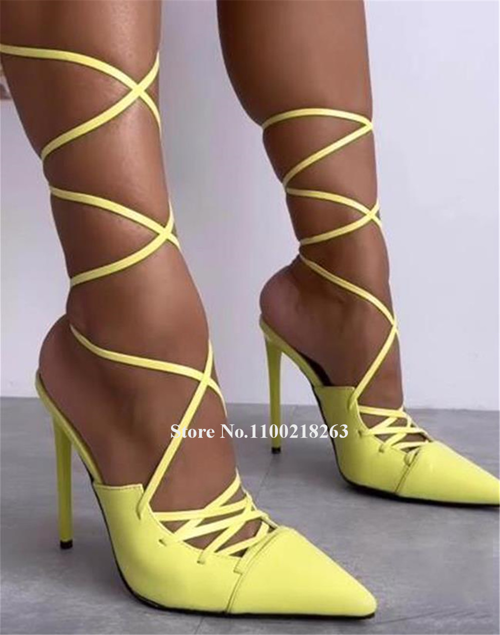 레이스업 얇은 굽 샌들 최신 포인티드 토 컷아웃 핑크  - Women'S Shoes Yellow 리뷰 및 가격